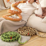 Maxbell Animal Toy Cartoon Design Comfortable Giant Snake Plush Toy Snake Stuff Doll Brown