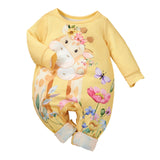 Maxbell Long Leg Romper Giraffe Baby Long Sleeve Romper for Outdoor Homewear Holiday 6 to 9 Month