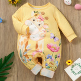 Maxbell Long Leg Romper Giraffe Baby Long Sleeve Romper for Outdoor Homewear Holiday 9 to 12 Months