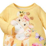 Maxbell Long Leg Romper Giraffe Baby Long Sleeve Romper for Outdoor Homewear Holiday 18 to 24 Months