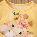 Maxbell Long Leg Romper Giraffe Baby Long Sleeve Romper for Outdoor Homewear Holiday 18 to 24 Months