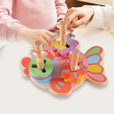 Maxbell Montessori Toy Fish Base Wooden Sorting & Stacking Toy for Ages 3+ Years Old