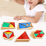 Maxbell Montessori Toy Geometric Shapes Board Educational Toy Wooden Geometry Puzzle