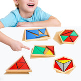 Maxbell Montessori Toy Geometric Shapes Board Educational Toy Wooden Geometry Puzzle