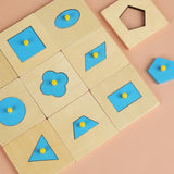 Maxbell Wooden Shape Peg Puzzle Geometric Shapes Matching Toy for Ages 2~Baby Kids
