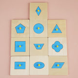 Maxbell Wooden Shape Peg Puzzle Geometric Shapes Matching Toy for Ages 2~Baby Kids