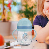 Maxbell Silicone Training Cup 8.5oz Portable Baby Sippy Cup for Baby Boys Girls Kids Blue