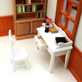 Maxbell 1/12 Dollhouse Desk Mini Wooden Furnishing for Bedroom Home Decor Doll House