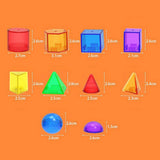 Maxbell 100 Pieces Geometric Solids Color Sensory Montessori for Games Activity Home