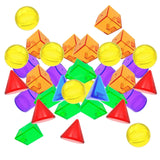 Maxbell 100 Pieces Geometric Solids Color Sensory Montessori for Games Activity Home
