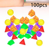 Maxbell 100 Pieces Geometric Solids Color Sensory Montessori for Games Activity Home