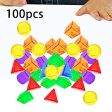 Maxbell 100 Pieces Geometric Solids Color Sensory Montessori for Games Activity Home