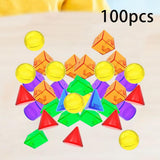 Maxbell 100 Pieces Geometric Solids Color Sensory Montessori for Games Activity Home