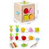 Wooden Activity Busy Cube Shape Sorting Cube Toy Box for Sensory Exploration