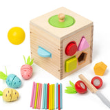 Wooden Activity Busy Cube Shape Sorting Cube Toy Box for Sensory Exploration