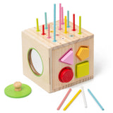 Wooden Activity Busy Cube Shape Sorting Cube Toy Box for Sensory Exploration