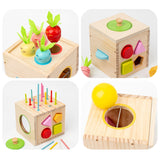 Wooden Activity Busy Cube Shape Sorting Cube Toy Box for Sensory Exploration