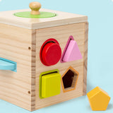 Wooden Activity Busy Cube Shape Sorting Cube Toy Box for Sensory Exploration