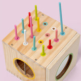 Wooden Activity Busy Cube Shape Sorting Cube Toy Box for Sensory Exploration