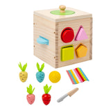 Wooden Activity Busy Cube Shape Sorting Cube Toy Box for Sensory Exploration