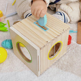 Wooden Activity Busy Cube Shape Sorting Cube Toy Box for Sensory Exploration