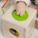 Wooden Activity Busy Cube Shape Sorting Cube Toy Box for Sensory Exploration