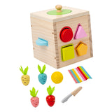 Wooden Activity Busy Cube Shape Sorting Cube Toy Box for Sensory Exploration