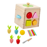 Wooden Activity Busy Cube Shape Sorting Cube Toy Box for Sensory Exploration