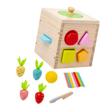 Wooden Activity Busy Cube Shape Sorting Cube Toy Box for Sensory Exploration