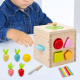 Wooden Activity Busy Cube Shape Sorting Cube Toy Box for Sensory Exploration