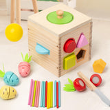 Wooden Activity Busy Cube Shape Sorting Cube Toy Box for Sensory Exploration