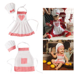 Baby Chef Costume Apron Chef Hat Soft Baby Photography Prop for Cooking Baby Girl S