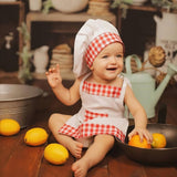 Baby Chef Costume Apron Chef Hat Soft Baby Photography Prop for Cooking Baby Girl S