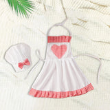 Baby Chef Costume Apron Chef Hat Soft Baby Photography Prop for Cooking Baby Girl S