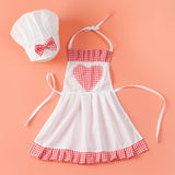 Baby Chef Costume Apron Chef Hat Soft Baby Photography Prop for Cooking Baby Girl S