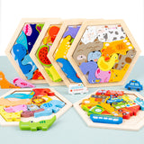 Maxbell Wooden Infant Puzzles Cute for Kids Beginner Preschool Educational Activity Pattern
