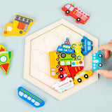 Maxbell Wooden Infant Puzzles Cute for Kids Beginner Preschool Educational Activity Pattern