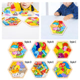 Maxbell Wooden Infant Puzzles Cute for Kids Beginner Preschool Educational Activity Pattern