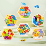 Maxbell Wooden Infant Puzzles Cute for Kids Beginner Preschool Educational Activity Pattern