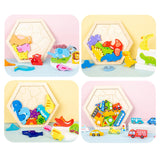 Maxbell Wooden Infant Puzzles Cute for Kids Beginner Preschool Educational Activity Pattern