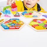 Maxbell Wooden Infant Puzzles Cute for Kids Beginner Preschool Educational Activity Pattern
