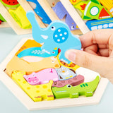 Maxbell Wooden Infant Puzzles Cute for Kids Beginner Preschool Educational Activity Pattern