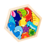 Maxbell Wooden Infant Puzzles Cute for Kids Beginner Preschool Educational Activity Pattern B