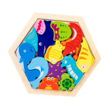 Maxbell Wooden Infant Puzzles Cute for Kids Beginner Preschool Educational Activity Pattern B