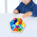 Maxbell Wooden Infant Puzzles Cute for Kids Beginner Preschool Educational Activity Pattern B
