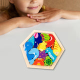 Maxbell Wooden Infant Puzzles Cute for Kids Beginner Preschool Educational Activity Pattern B