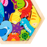Maxbell Wooden Infant Puzzles Cute for Kids Beginner Preschool Educational Activity Pattern B