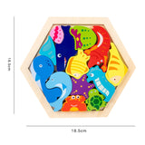 Maxbell Wooden Infant Puzzles Cute for Kids Beginner Preschool Educational Activity Pattern B