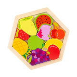 Maxbell Wooden Infant Puzzles Cute for Kids Beginner Preschool Educational Activity Pattern C