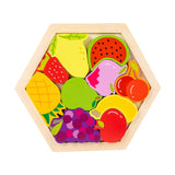 Maxbell Wooden Infant Puzzles Cute for Kids Beginner Preschool Educational Activity Pattern C